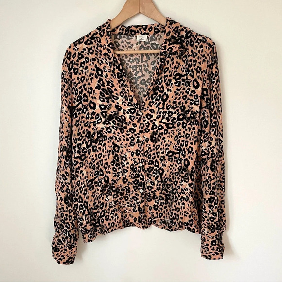 Aritzia Wilfred Emmeline Blouse Leopard  Print Button Up - Picture 1 of 9